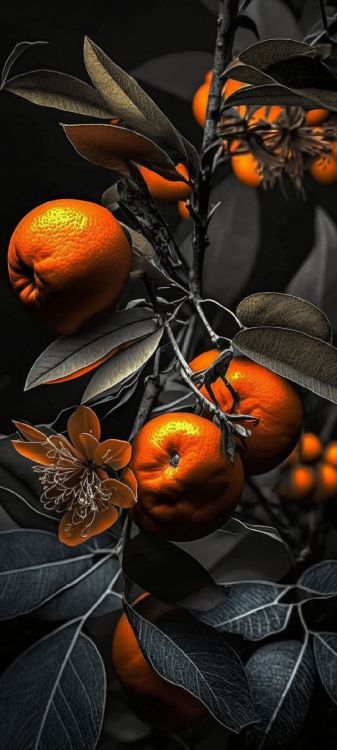 Обои валенсийский апельсин, грейпфрут, Танжело, мандарин, зимний сквош в разрешении 1080x2400