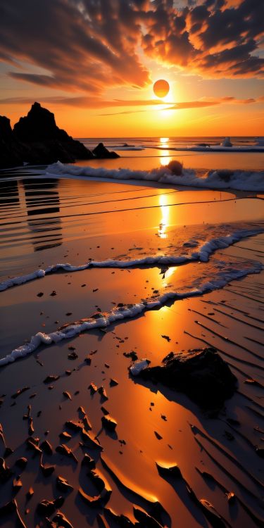 Обои закат, природа, сумрак, вода, облако в разрешении 1080x2160