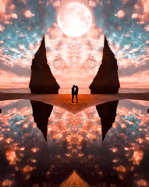 Обои красивый вертикальный пейзаж, шляпа волшебника, арт, живопись, дизайн в разрешении 1080x1350