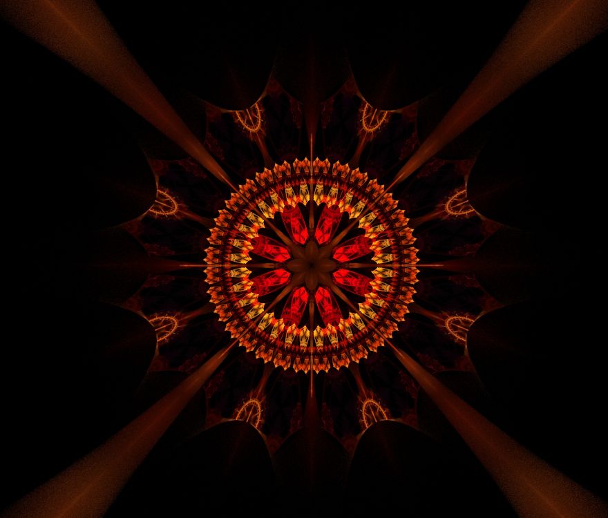 Обои темнота, круг, симметрия, графика, фрактальное искусство в разрешении 2560x2180