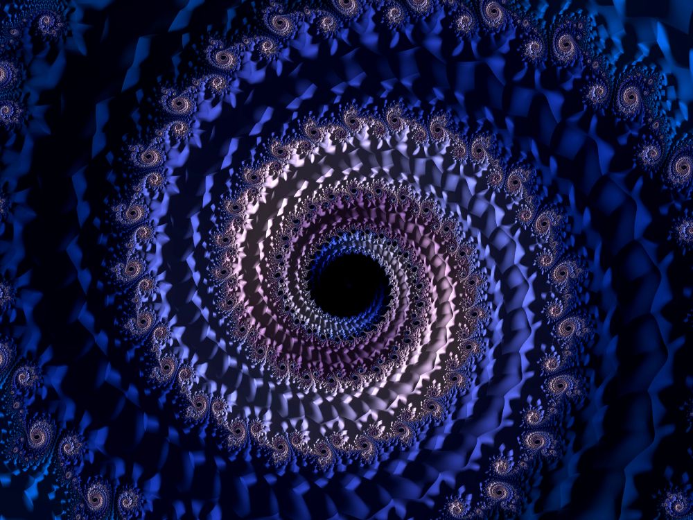 Обои синий, фрактальное искусство, арт, спираль, психоделическое искусство в разрешении 4096x3072