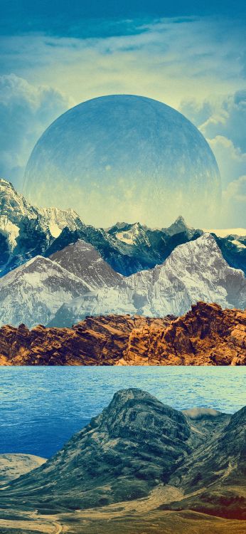 Обои вода, облако, гора, атмосфера, дневное время в разрешении 1080x2340