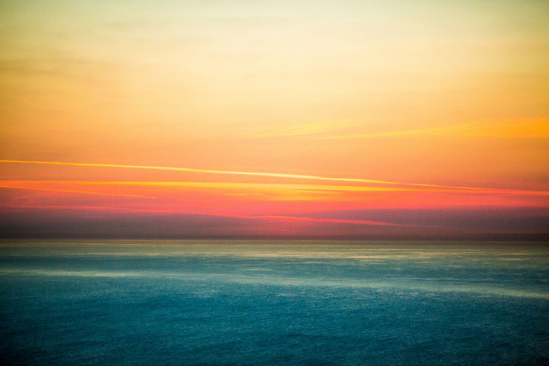 Обои послесвечение, океан, утро, вечер, красный цвет в разрешении 5760x3840