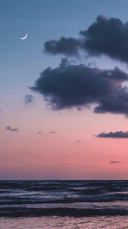 Обои луна, облако, вода, атмосфера, дневное время в разрешении 1440x2560