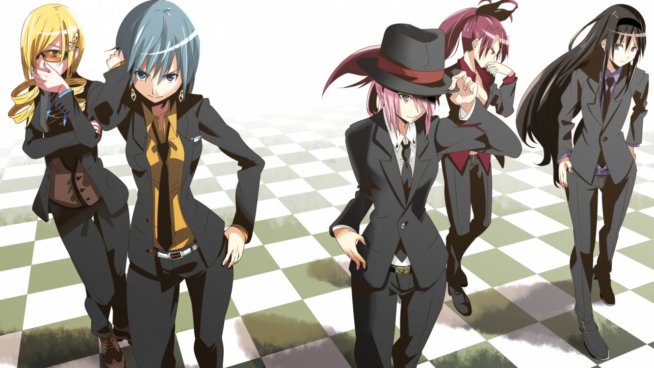 Обои Хомура Акеми, саяка Мики, мадока канаме, МАМИ томоэ, Волшебная девушка в разрешении 2560x1440