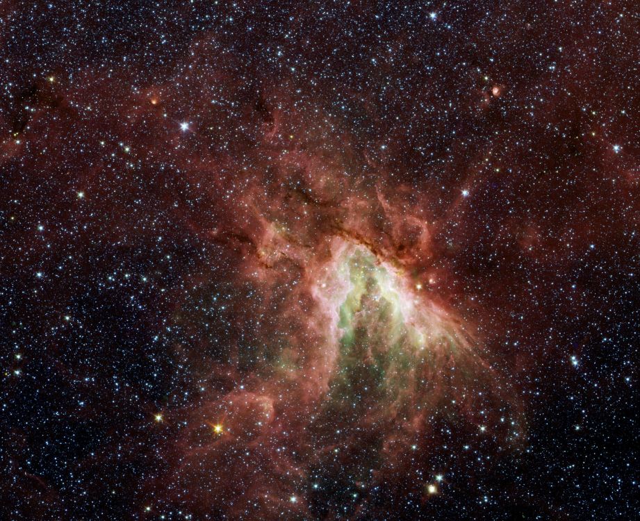 Обои туманность, звезда, космический телескоп спитцер, Галактика, природа в разрешении 2674x2176