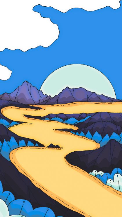 Обои мультфильм, рисование, пейзаж, арт, иллюстрация в разрешении 2160x3840