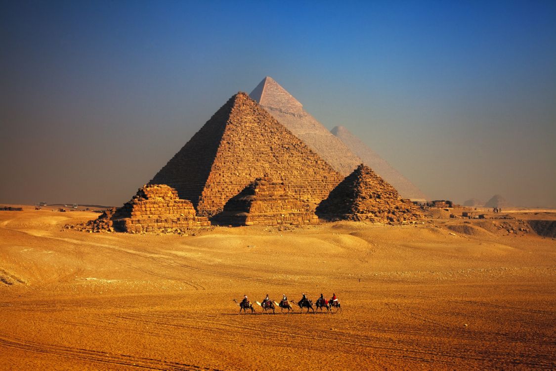 Обои Великий Сфинкс Гизы, пирамида, египетская пирамида, достопримечательность, памятник в разрешении 2864x1909