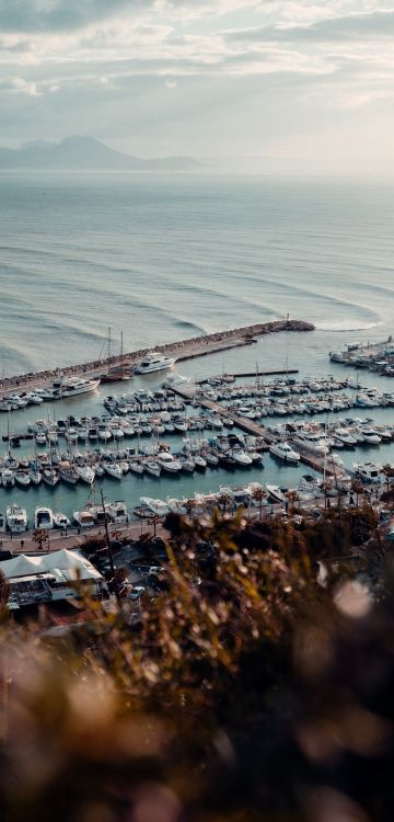 Обои море, Тунис, вода, лодка, облако в разрешении 1080x2248