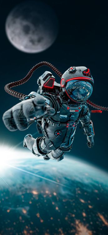 Обои астронавт, арт, космос, иллюстрация, электрик в разрешении 1080x2340