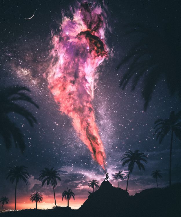 Обои ночь, атмосфера, космос, Млечный Путь, природа в разрешении 1920x2304