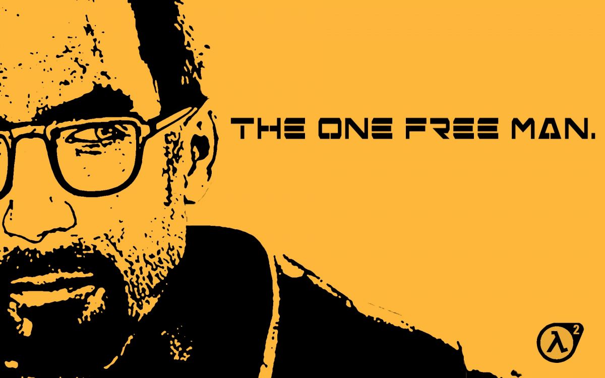 Обои халф Лайф 2, Гордон Фримен, желтый, иллюстрация, графический дизайн в разрешении 1920x1200