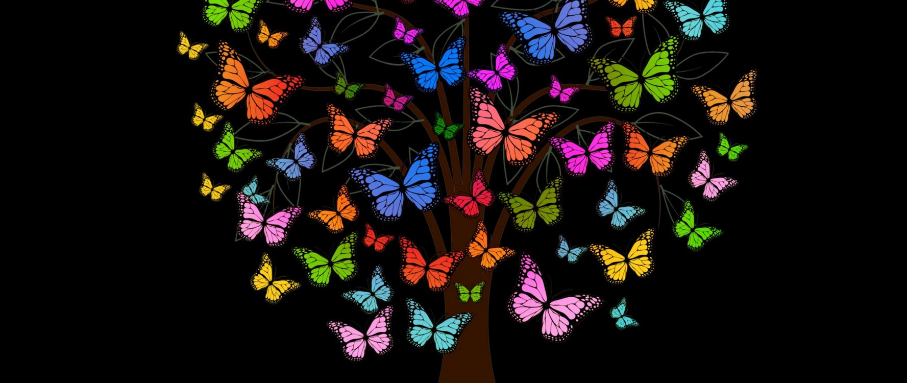 Обои бабочка, лист, дизайн, мотыльки и бабочки, рубашка в разрешении 2560x1080