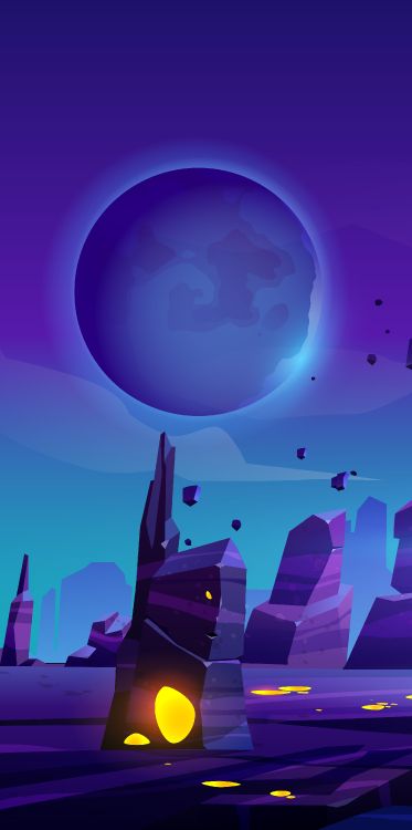 Обои иллюстрация, планета, векторная графика, мультфильм, внеземная жизнь в разрешении 2750x5515