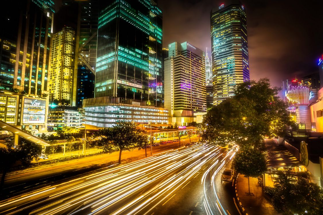 Обои город, ночь, городской пейзаж, метрополия, городской район в разрешении 3872x2581