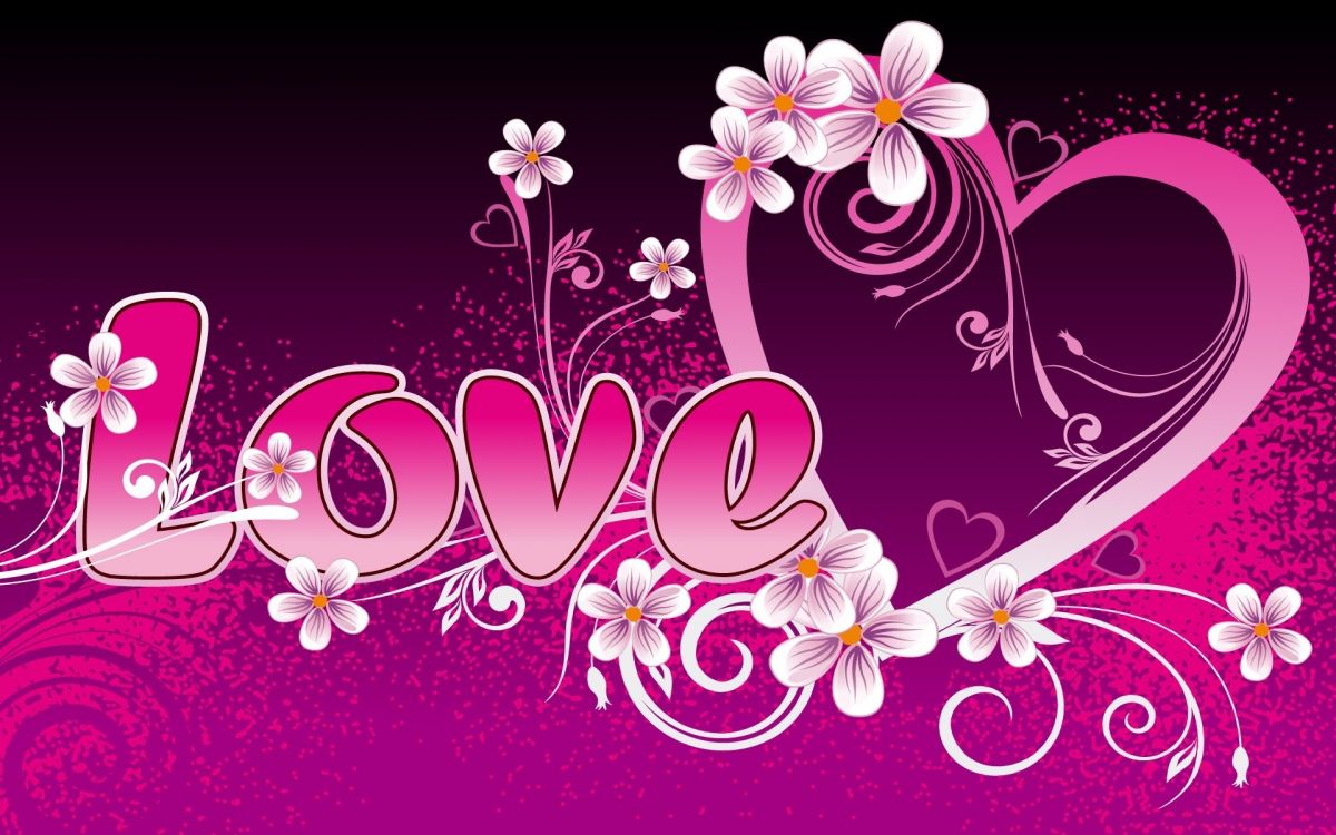 Обои сердце, текст, розовый, графический дизайн, любовь в разрешении 1920x1200
