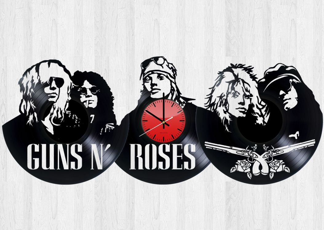 Обои Guns N Roses, граммофонная пластинка, грампластинки, рок, лого в разрешении 2007x1427