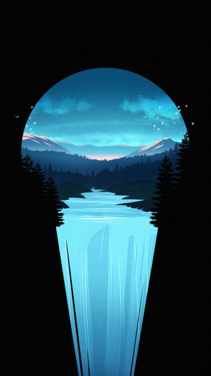 Обои минималистский водопад, водопад, Ниагарский водопад, растение, атмосфера в разрешении 3240x5760