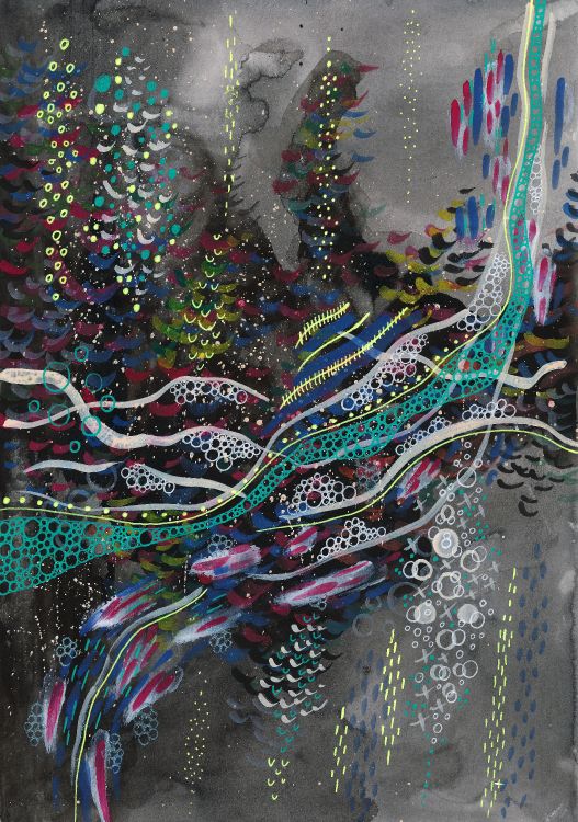 Обои акварельная живопись, живопись, арт, дерево, растение в разрешении 4864x6918