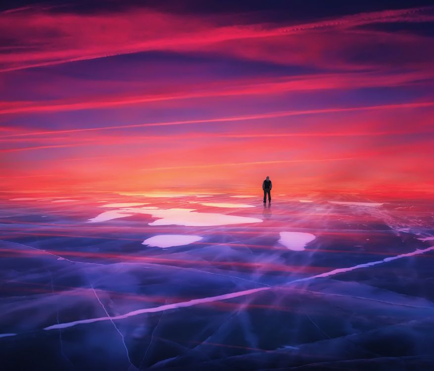 Обои закат, горизонт, пурпур, красный цвет, атмосфера в разрешении 3072x2625