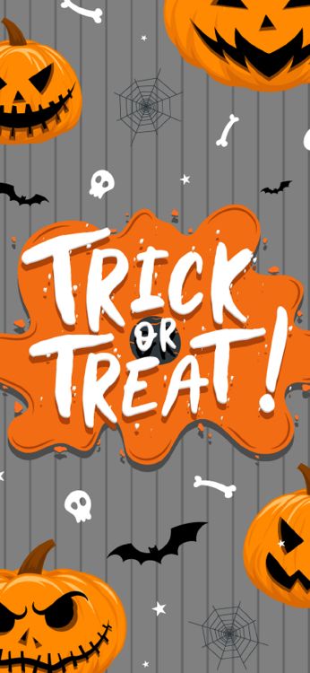 Обои Хэллоуин, Апельсин, Джек о фонарь, постер, текст в разрешении 1080x2340