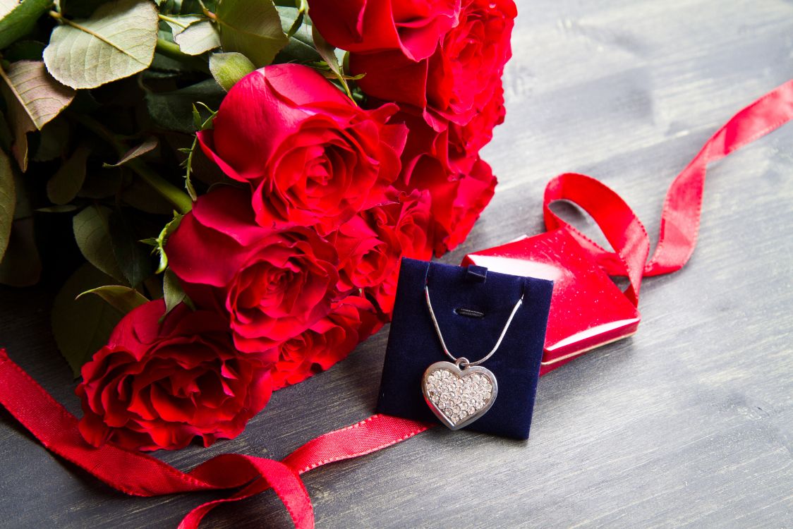Обои День Святого Валентина, сердце, подарок, цветок, Роза в разрешении 6016x4011