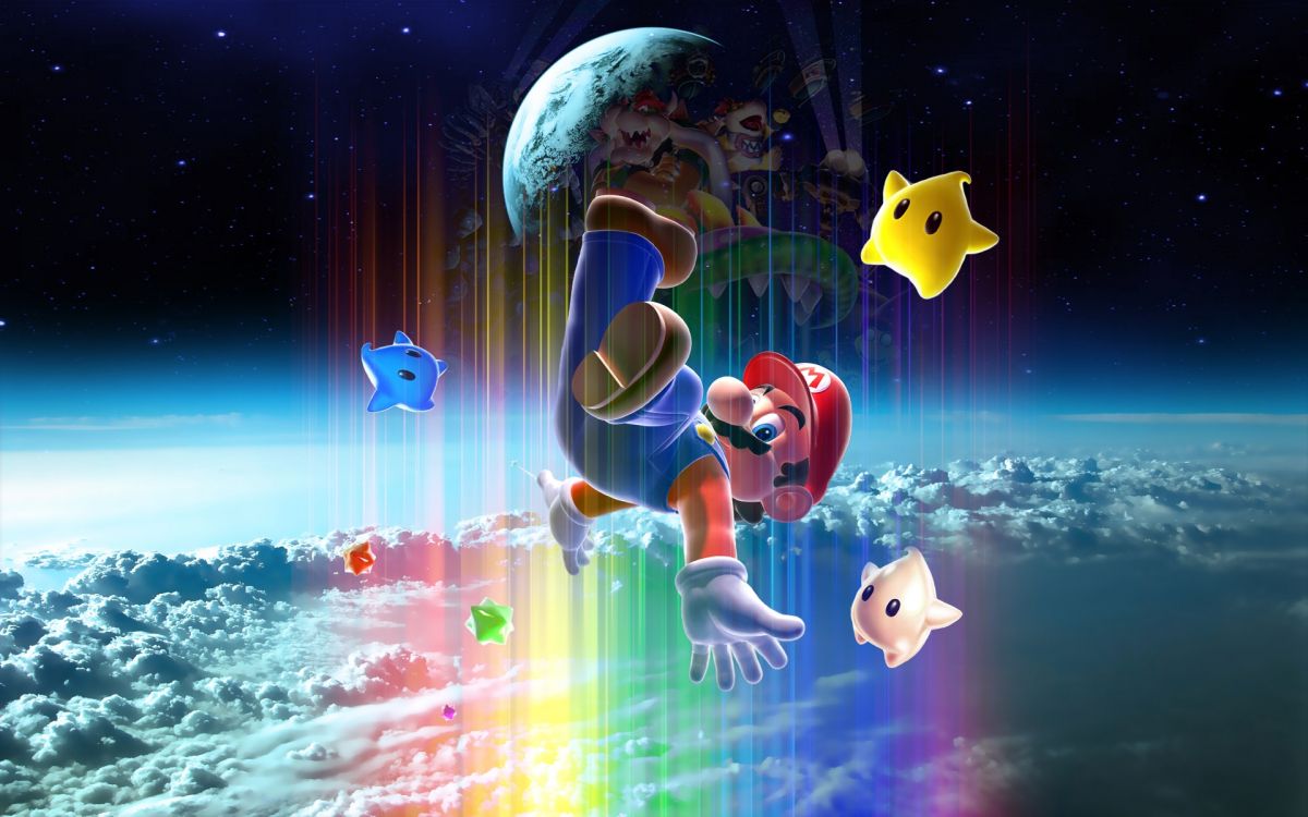 Обои super mario galaxy, космос, графический дизайн, Марио, пространство в разрешении 1920x1200