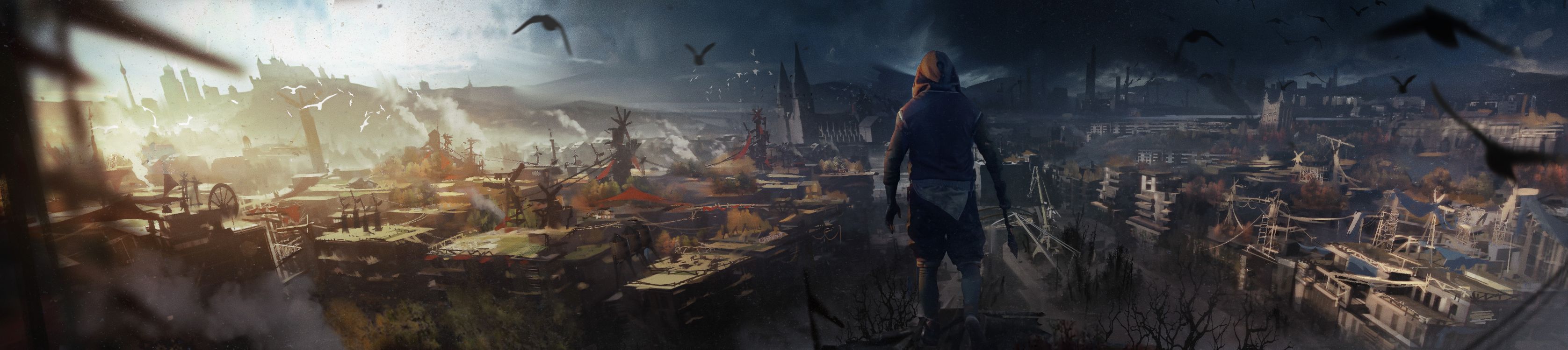 Обои Умирающий Свет 2, Умирающий Свет, зомби, экшн игра, компьютерная игра в разрешении 12590x2816