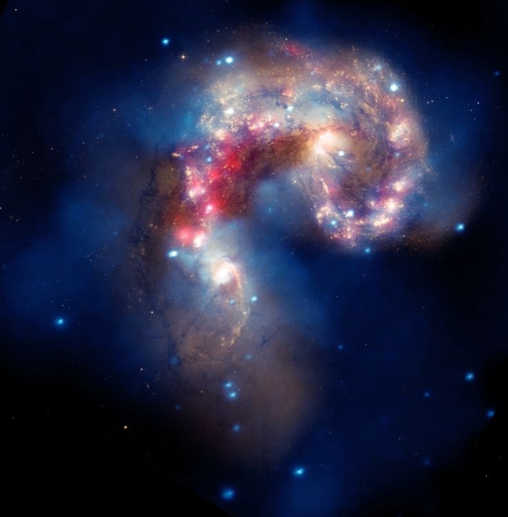 Обои Усики Галактик, космический телескоп Хаббл, взаимодействующие галактики, Чандра рентгеновской обсерватории, Галактика в разрешении 3545x3600