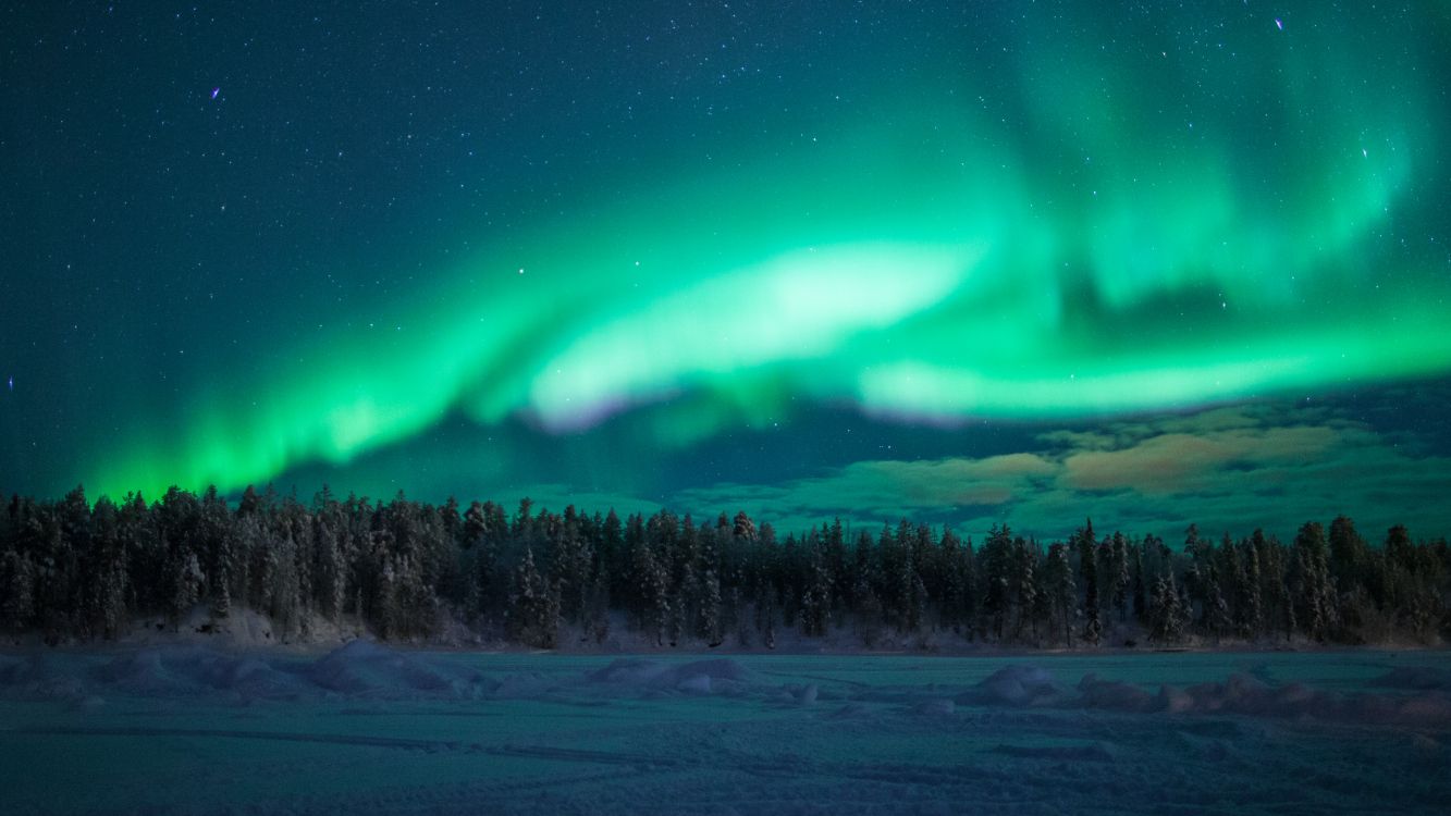 Обои Аврора, Финляндия, природа, атмосфера, небо в разрешении 2560x1440