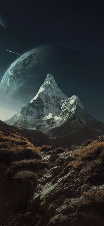 Обои природа, арт, живопись, пейзажная живопись, идея в разрешении 1080x2340