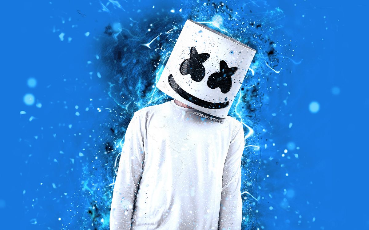 Обои диджей marshmello, родина, синий, иллюстрация, графический дизайн в разрешении 3840x2400