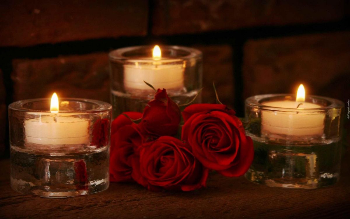Обои свеча, Роза, свет, освещение, красный цвет в разрешении 2880x1800