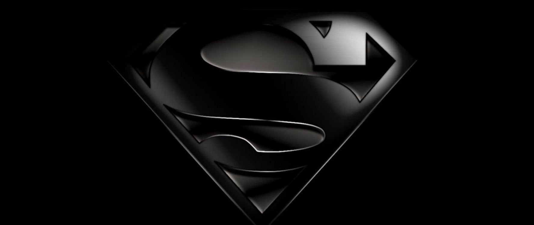 Обои Супермен, Логотип супермена, графика, черный, черный и белый в разрешении 5120x2160