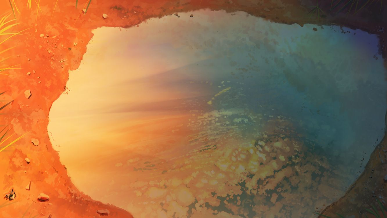 Обои красный цвет, Апельсин, акварельные краски, живопись, атмосфера в разрешении 3840x2160