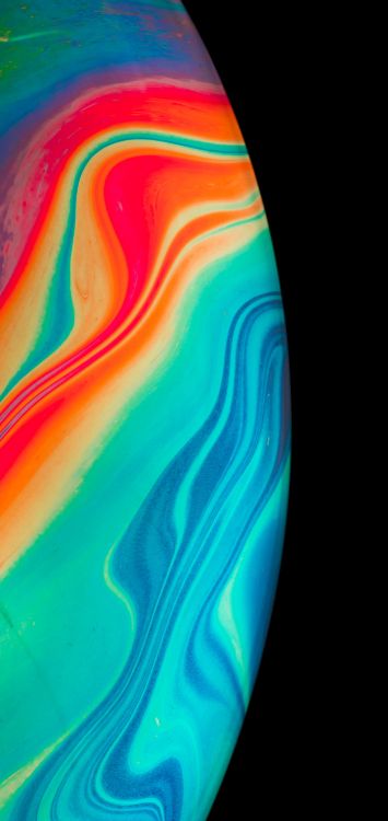 Обои Оранжевый цвет, арт, акриловая краска, жидкий, вода в разрешении 1420x3000