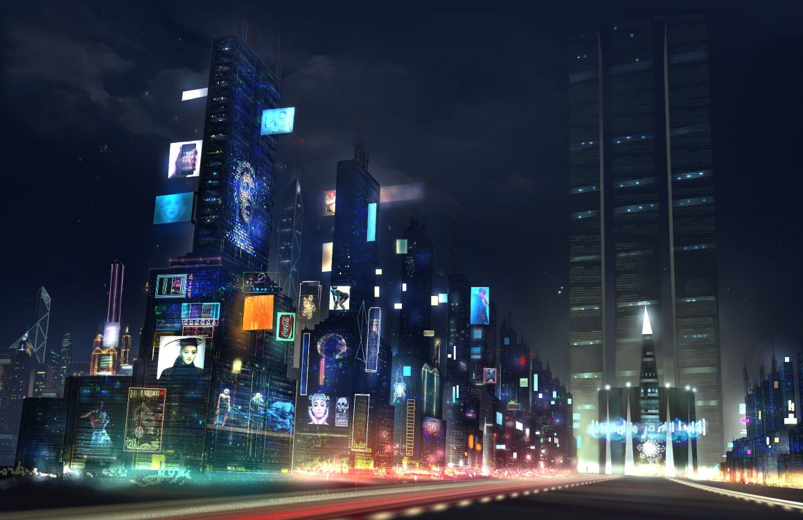 Обои метрополия, город, городской район, городской пейзаж, ночь в разрешении 5100x3300