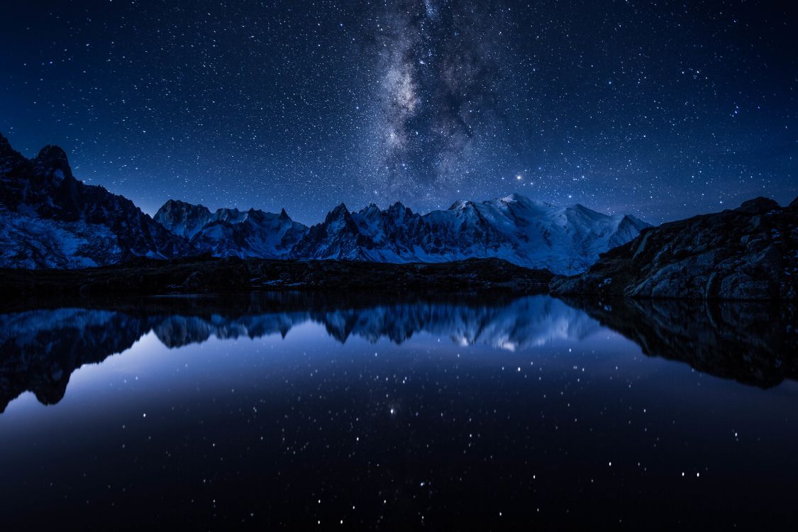 Обои Млечный Путь, Галактика, природа, отражение, гора в разрешении 5760x3840