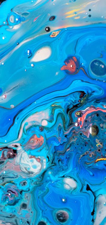 Обои яблоко, ios, жидкий, синий, лазурный в разрешении 1420x3000