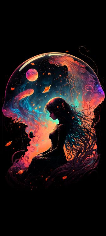 Обои темнота, Xiaomi Mi Mix 3, арт, газ, астрономический объект в разрешении 2160x4801