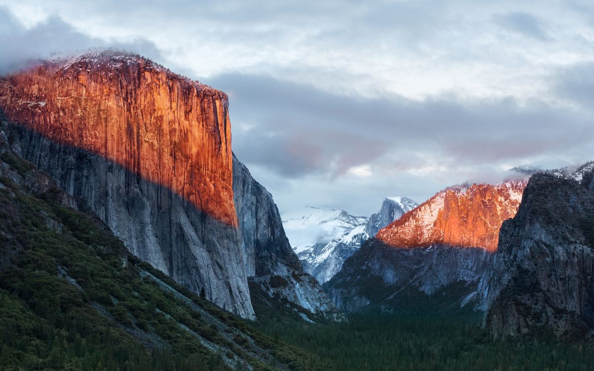 Обои OS X El Capitan, Операционная система, горный рельеф, гора, природный ландшафт в разрешении 5120x3200