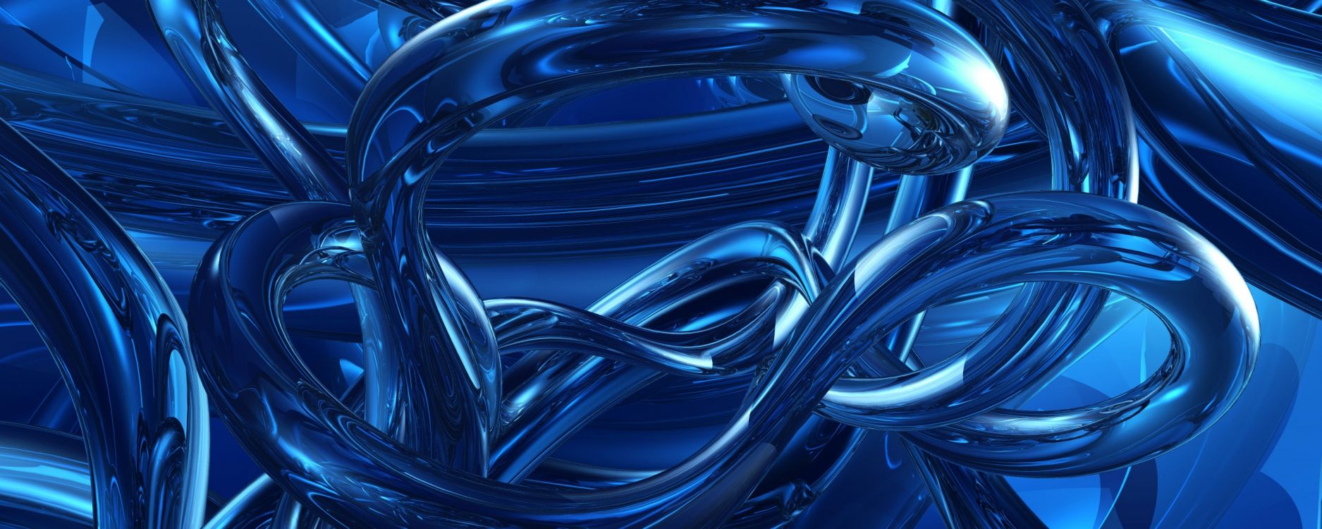 Обои синий, электрик, круг, графика, фрактальное искусство в разрешении 2560x1024