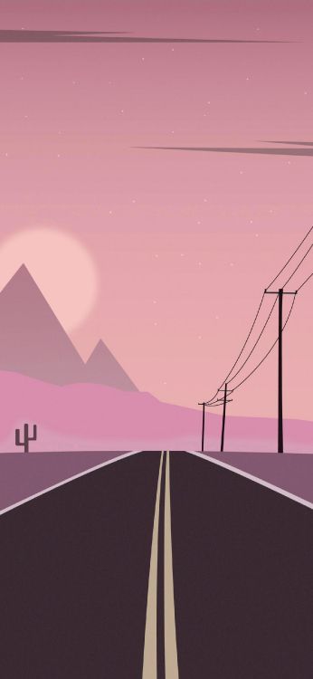 Обои экорегион, пурпур, склон, асфальт, розовый в разрешении 1284x2778