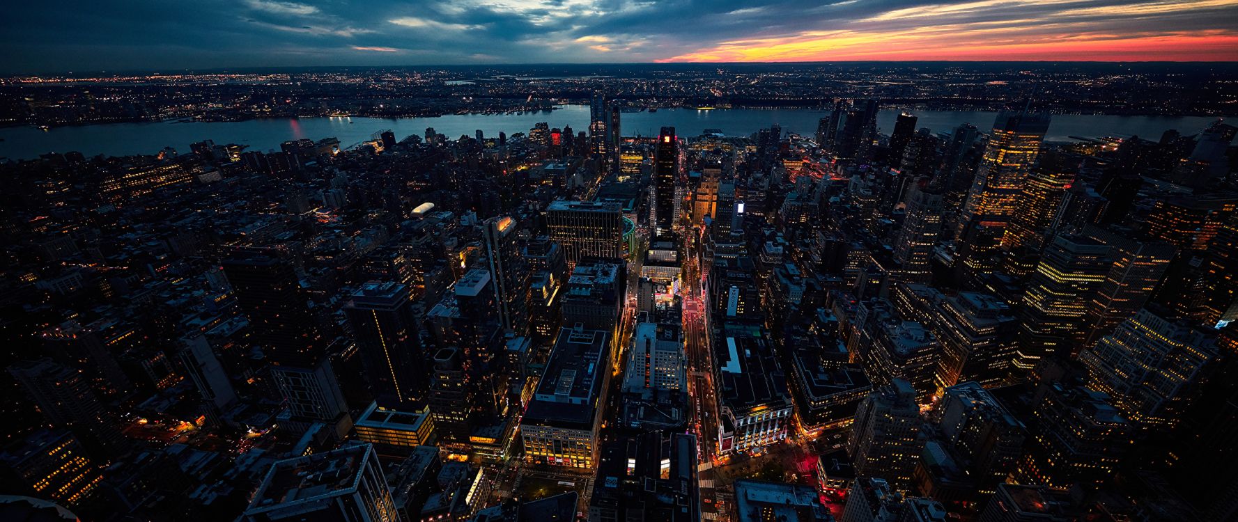 Обои Манхеттен, городской пейзаж, городской район, город, метрополия в разрешении 2560x1080