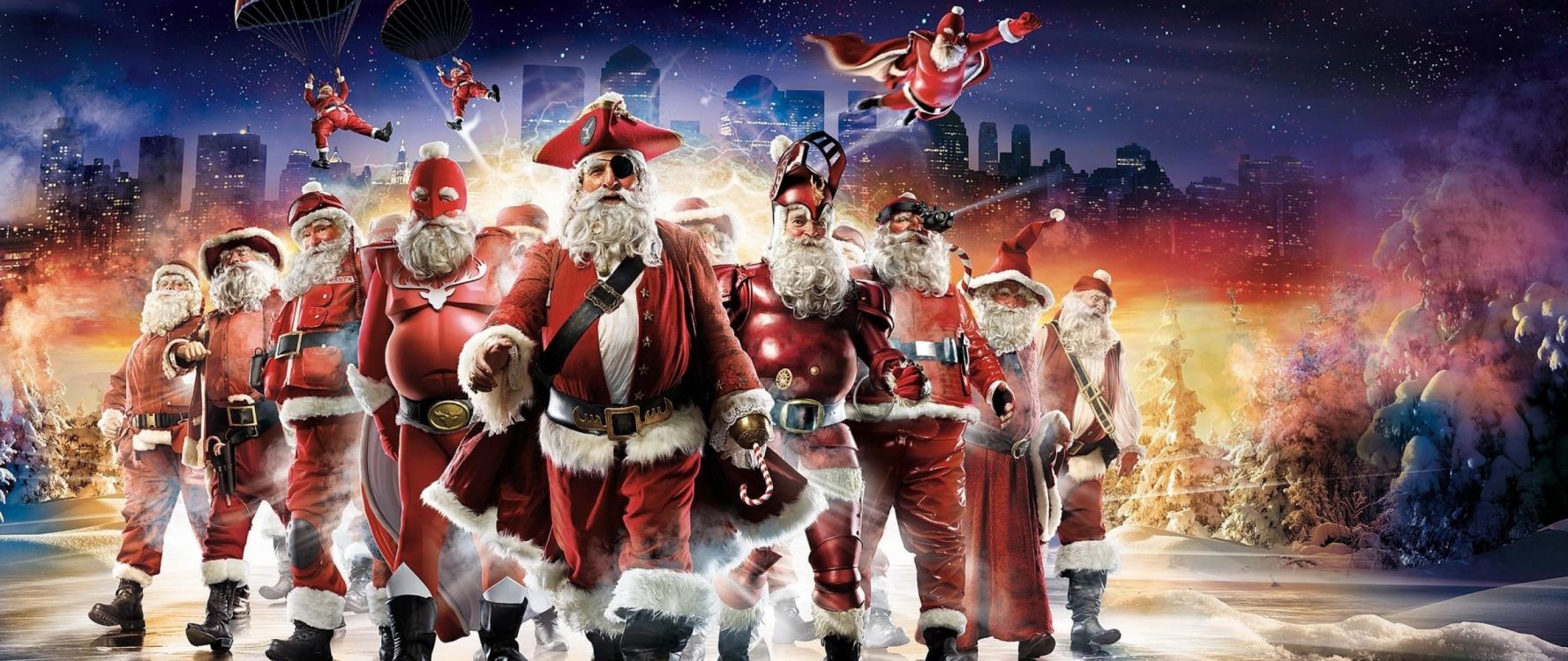 Обои Санта-Клаус, Рождественский день, пиратство, Джек Воробей, Рождество в разрешении 2560x1080
