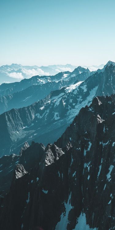 Обои звуковой элемент, арт, гора, Эгюий-де-Гран-Монте, снег в разрешении 1600x3200