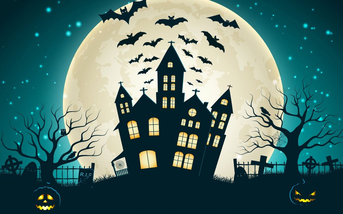 Обои иллюстрация, дом с привидениями, графический дизайн, мир, арт в разрешении 2560x1600