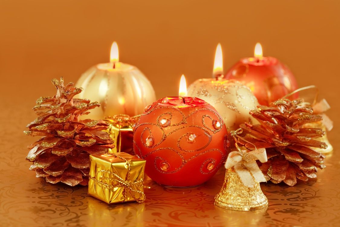Обои Рождественский день, Новый год, свеча, натюрморт, освещение в разрешении 6000x4000