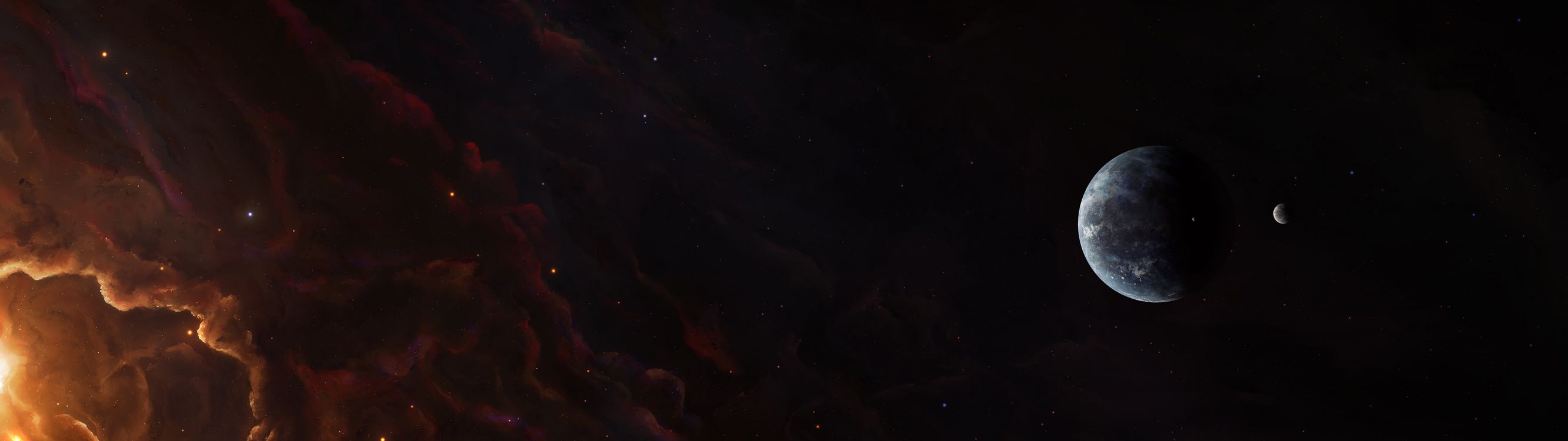 Обои космическое пространство, астрономический объект, атмосфера, Астрономия, небесное явление в разрешении 5120x1440