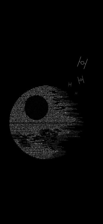 Обои звезда смерти ascii, формат ASCII, звезда смерти, автомобильные шины, древесина в разрешении 1080x2340